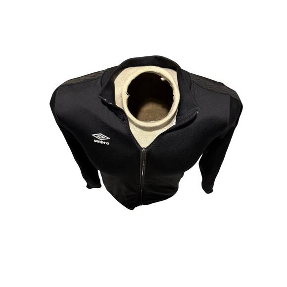 Umbro Track Jacket Black Full Zip Medium Retro Soccer Training Top - Picture 3 of 6